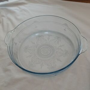 Vtg Fire-King Sapphire Blue Casserole Dish with Handles- 10 3/4" Diameter